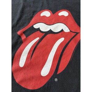 Rolling Stones Tongue Logo Band Tee Mens Large Black Graphic Rock Concert Shirt